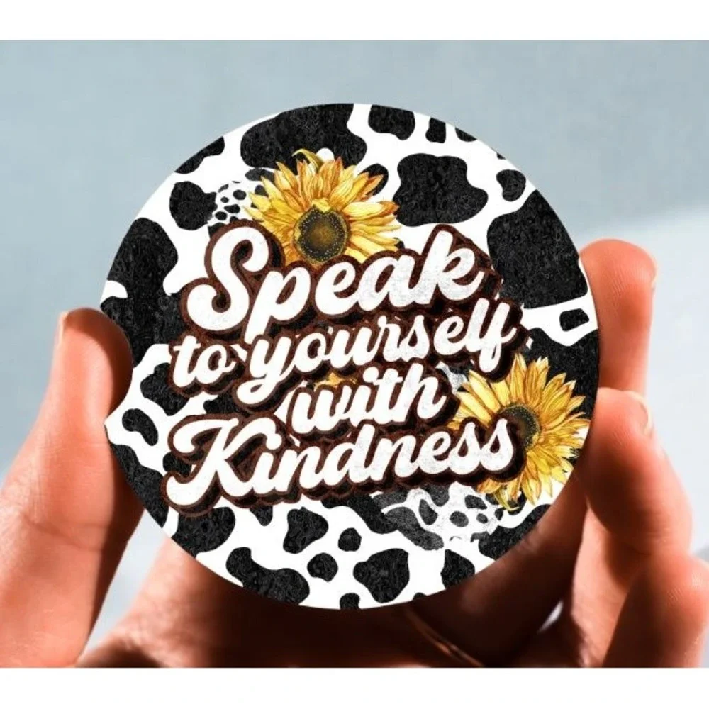 Set of 2 Car Coasters, Speak To Yourself Car Coaster, Neoprene Coaster